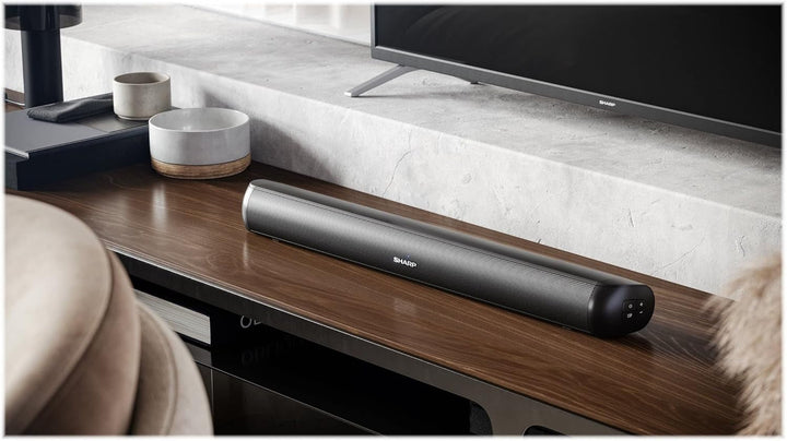 SHARP HTSB107 2.0 Soundbar 90W (USB, Bluetooth, HDMI, Optisch, Aux-In (3,5Mm), Breite: 65Cm), Schwarz