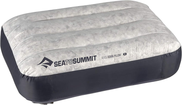 Sea to Summit - Aeros Down Travel Pillow L - Ultralight & Inflabilă - Material 10D - Pernă din puf Premium - Antiderapantă - Pentru drumeții și camping - 42 X 28 X 12 Cm - Gri - 95 G