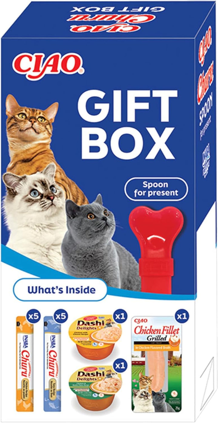 INABA Churu Cat Treats No By-Products Creamy Snack, Variety Box With Chicken | Fără cereale, fără zahăr, cu conținut scăzut de calorii, 100% carne naturală, Tratamente premium pentru pisici din Japonia