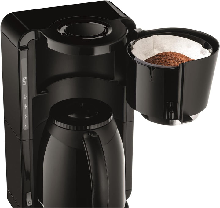 Espressor Rowenta Adagio Milano cu termos, capacitate 1 litru, 8-12 cești, oprire automată, filtru detașabil, indicator nivel apă, negru, CT3808