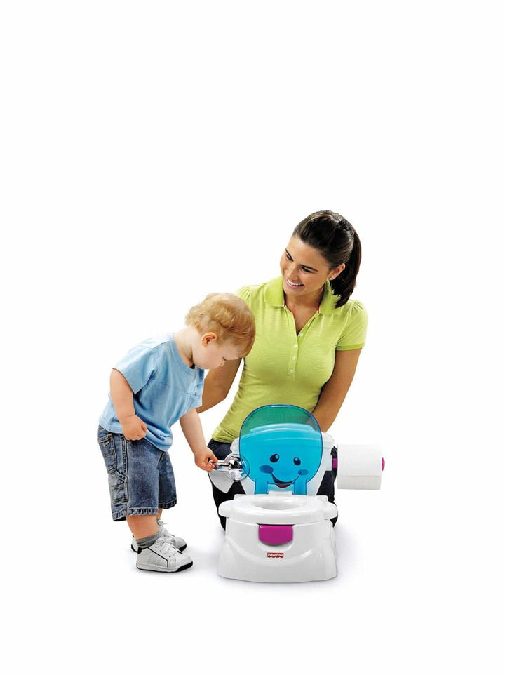 Fisher-Price Meine Erste Toilette, Baby Töpfchen, Mit Musik & Lustigen Sätzen, Tragbare Baby Toilette, Abnehmbarer Toilettenaufsatz, Deutsche Version, Ab 1 Jahr, P4326