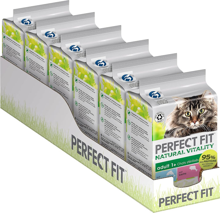 Hrană umedă pentru pisici PERFECT FIT Adult 1+ Premium - 36X50G săculeți - cu pește oceanic și curcan - hrană umedă pentru pisici - fără cereale