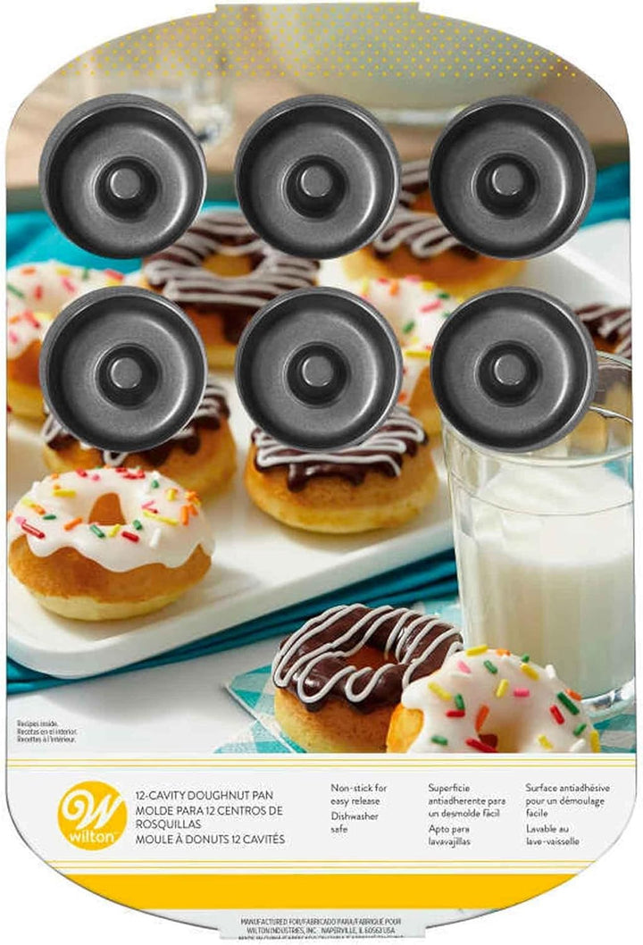 Wilton Donut-Backform Mit 12 Mulden Donutform, Hochwertige Donut Backform Mit Antihaftbeschichtung Für 12 Mini-Donuts, Spülmaschinenfest