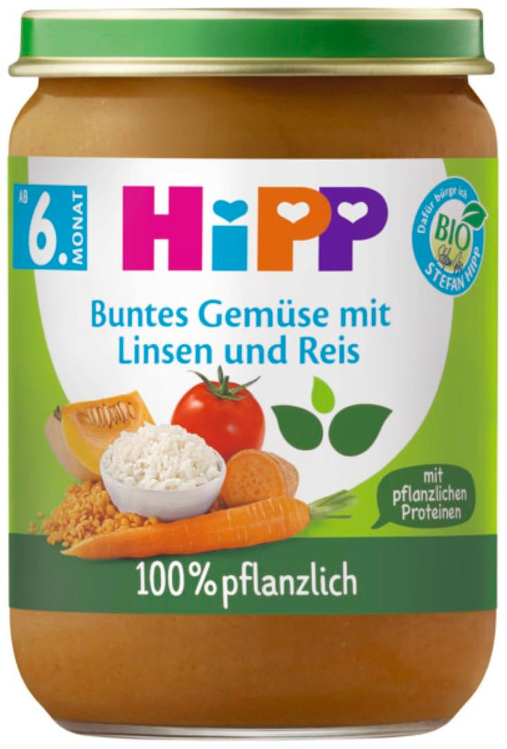 Hipp Bio Buntes Gemüse Mit Linsen Und Reis, 190G, 6Er Pack (6X190G)