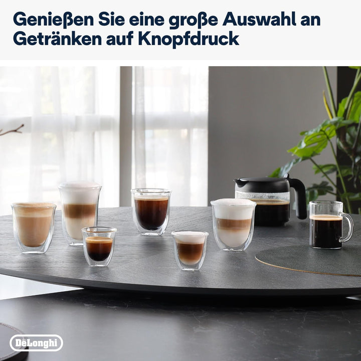 De'Longhi Dinamica plus ECAM382.70.B, Espressor automat pentru boabe de cafea, Espressor Cappuccino cu Latte Crema Hot, Espressor cu 18 rețete, Ecran TFT de 3,5 inci, 1450 W, Negru