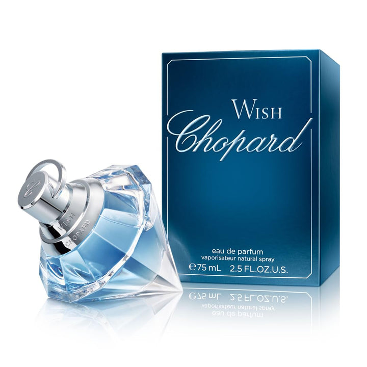 Wish 75 ml – Apă de parfum pentru femei – Parfum Amber Gourmand – Note strălucitoare de floare de salcâm, iasomie, pachouli și tămâie vibrantă de templu – Parfum pentru femei – Sticlă transparentă din sticlă