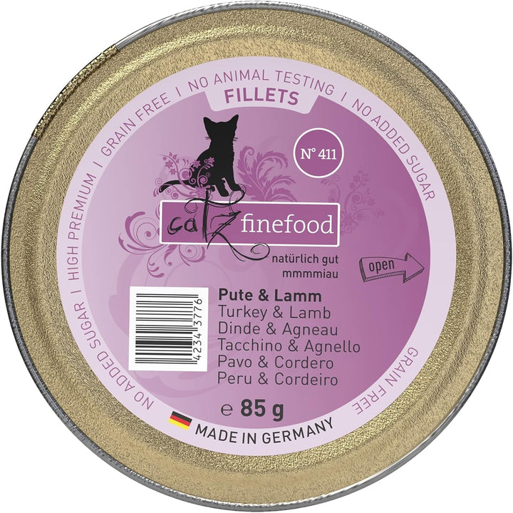 Catz Finefood Hrană umedă pentru pisici Fine Fillets nr. 403 Pui în jeleu - Hrană umedă fără cereale pentru pisica dvs. fără zahăr - Hrană umedă pentru pisici de la Feinste în jeleu, 85 G (pachet de 12)