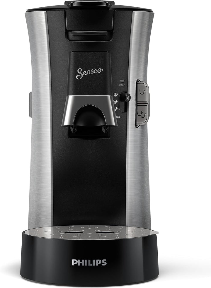 Aparat de cafea cu doze Philips Senseo Select - Selectare putere cafea plus, Funcție Memo, Tehnologie Crema plus, Rezervor de apă de 0,9 l, Funcție pentru două cești, Duză reglabilă pe înălțime, Ecologic (CSA250/10)