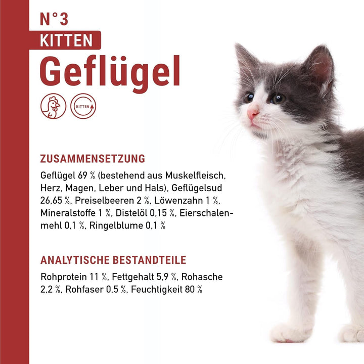 Catz Finefood Kitten N° 3 Poultry Cat Food Wet - Delicatessen Hrană umedă pentru pisici tinere (6 pungi X 300G)