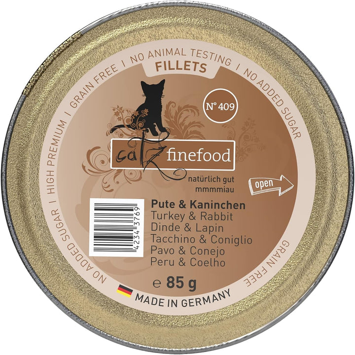 Catz Finefood Hrană umedă pentru pisici Fine Fillets nr. 403 Pui în jeleu - Hrană umedă fără cereale pentru pisica dvs. fără zahăr - Hrană umedă pentru pisici de la Feinste în jeleu, 85 G (pachet de 12)