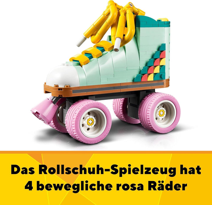 Jucărie LEGO Creator 3In1 Roller Skate pentru fete și băieți cu Mini Skateboard și Boombox, decor retro pentru dormitor, cadou de ziua de naștere pentru copii de la 8 ani 31148