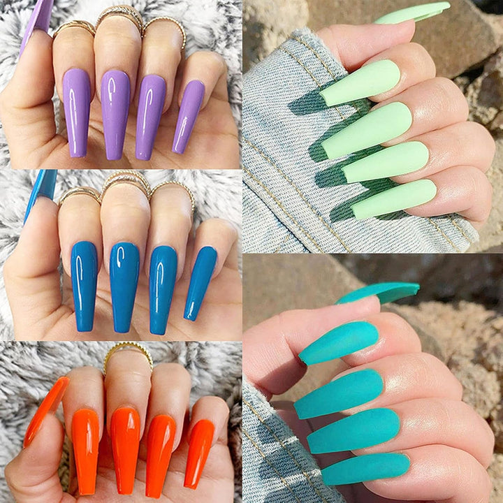 Unghii artificiale extra lungi și transparente, 240 bucăți unghii false, acoperire pe jumătate, unghii artificiale pătrate și drepte, extensii de unghii franceze pentru saloane de unghii și artă pentru unghii DIY