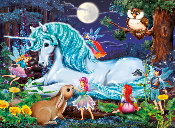 Ravensburger puzzle pentru copii - 10793 În pădurea fermecată - Unicorn puzzle pentru copii de 6 ani și peste, cu 100 de piese în format XXL