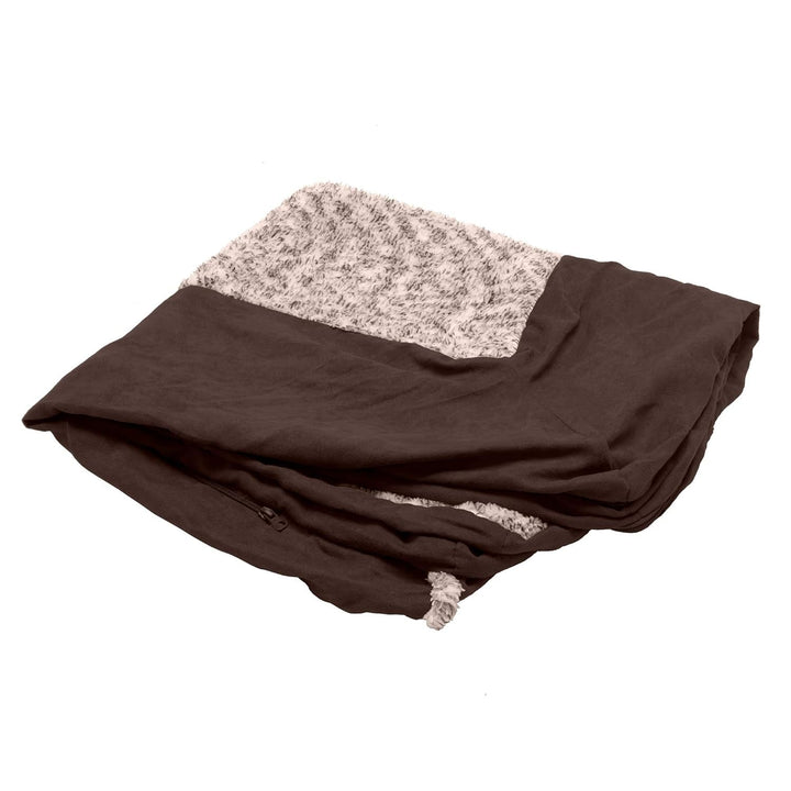 Pat pentru pisici de interior, lavabil, cu role de gât detașabile, pentru animale de companie de până la 4,1 kg – Covoraș de pluș cu imprimeu de diamant – Gri, mărimea S