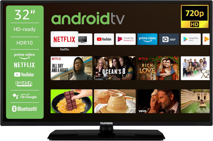 Telefunken Fernseher 50 Zoll Android Smart TV (4K UHD, HDR Dolby Vision, Triple-Tuner, Bluetooth, Dolby Atmos) D50U750X2CWI