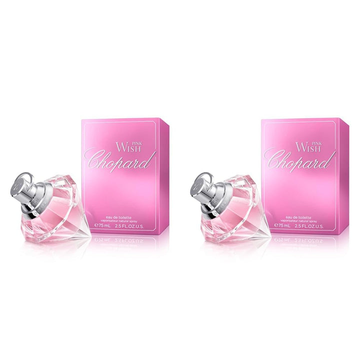 Chopard Pink Wish 75 ml – Apă de toaletă pentru femei – Parfum floral-fructat – Note radiante de mandarină, neroli, piersică, chihlimbar și lemn de santal – Parfum pentru femei – Sticlă transparentă din sticlă