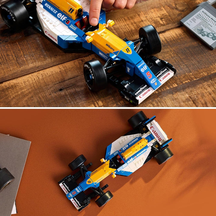 LEGO Icons Williams Racing FW14B cu Nigel Mansell - Set de mașini model F1 cu minifigurine cu pilot de curse de colecționat - Decorațiune de birou cu suport - Cadou pentru adulți și adolescenți fani ai sporturilor cu motor 10353