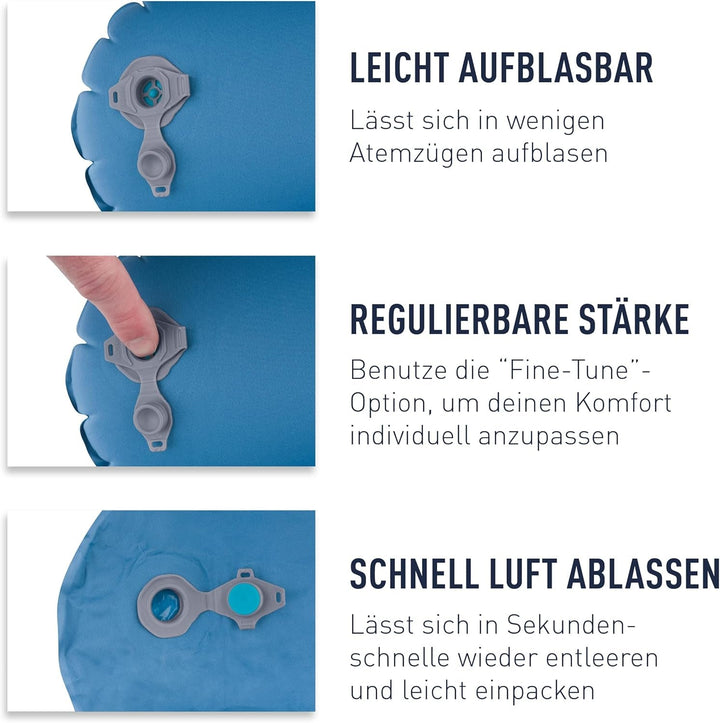 Sea to Summit - Aeros Premium Lumbar Cushion - Pernă de susținere gonflabilă - Ajutor pentru partea inferioară a spatelui - 50D Polyester Fabric - Geantă de călătorie compactă - Lucru, călătorie și călătorii cu mașina - Gri - 70G