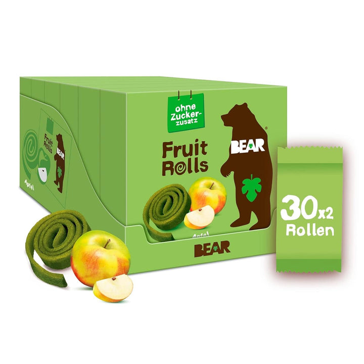 Rulouri de fructe BEAR cu căpșuni, 100% ingrediente naturale, 30 x 20 grame