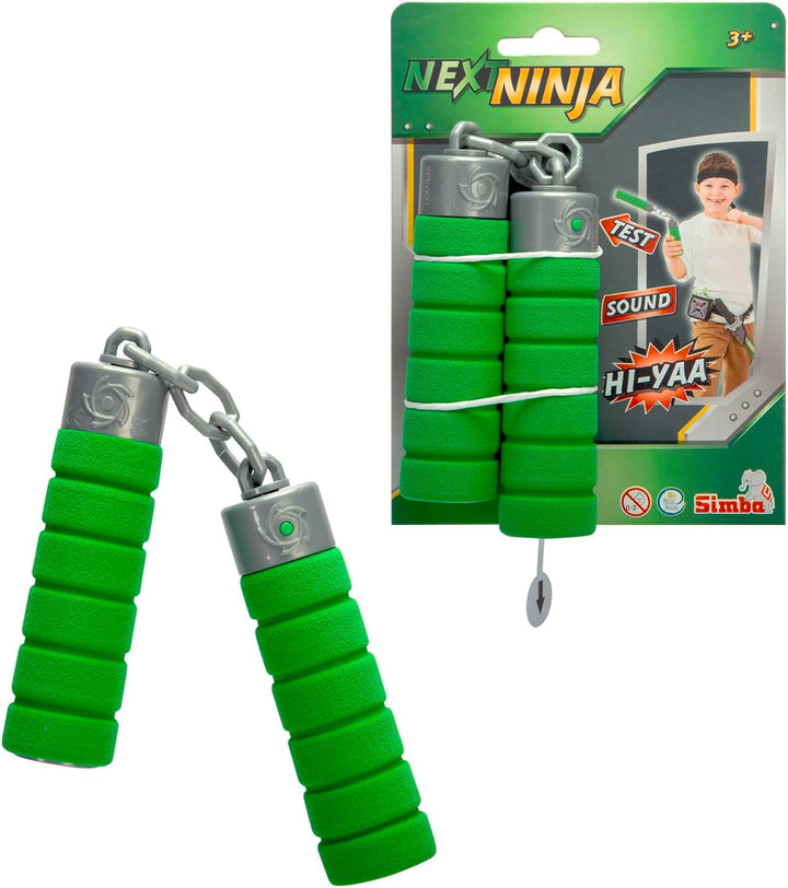 Next Ninja Nunchaku, sunet, mâner învelit în material moale, 13cm, jucărie de rol, de la 3 ani, verde