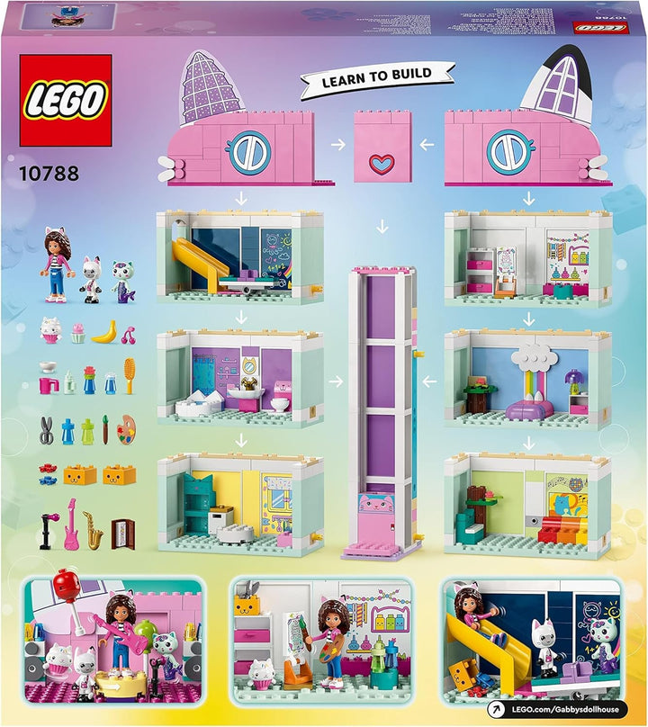 Lego 10788 Gabby's Dollhouse Toy Set, 8 camere și 4 etaje Gabby's Dollhouse Toy cu Pandi, Meerkat, Kuchi Figures și accesorii, cadou pentru fete de la 4 ani, băieți și copii