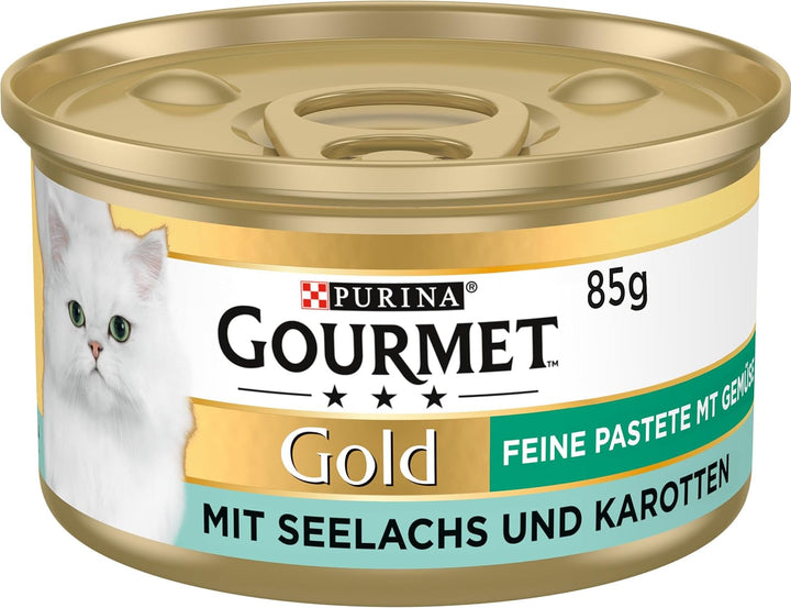 Gourmet Gold Fine Pâté With Vegetables Hrană umedă pentru pisici, cu păstrăv și roșii, 12Pack (12 X 85G)