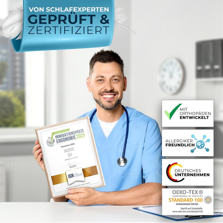 Pernă ortopedică [Innovation Award for Ergonomics Nominated] Pernă pentru dureri de gât Fabricată din spumă cu memorie | Pernă pentru susținerea gâtului Rulou ergonomic pentru gât Pernă pentru dormit lateral Gri