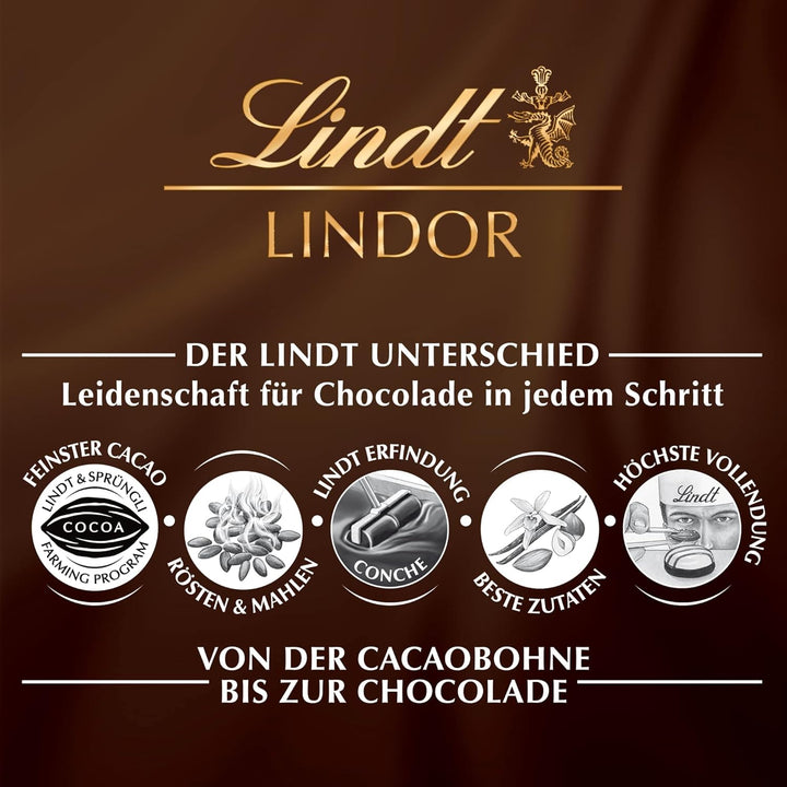 Lindt LINDOR Kugeln Salted Caramel | 500 G Cornet | 40 Milchschokoladen-Pralinen Mit Zartschmelzender Salz-Karamell-Füllung | Pralinen-Geschenkbox