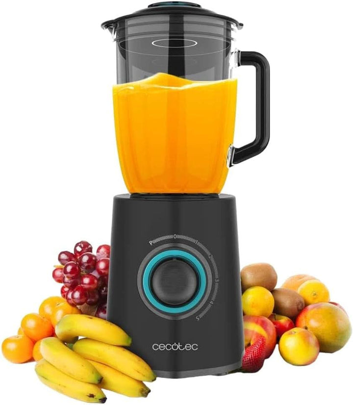 Cecotec Standmixer Power Black Titanium 2200MAX Smooth, 2200 W Maximale Leistung, 6 Klingen Aus Edelstahl, Ice-Crush-Funktion, Turbo- Und Smoothie-Funktion, Autoclean-Funktion