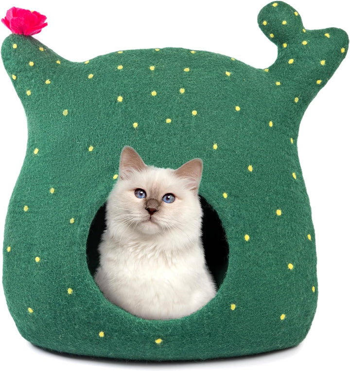 Woolygon - Seria Pisici Sălbatice - Peșteră pentru Pisici din Lână, Fabricată Manual din 100% Lână Merinos, Peșteră Ecologică din Fetru pentru Pisici și Pisici de Interior
