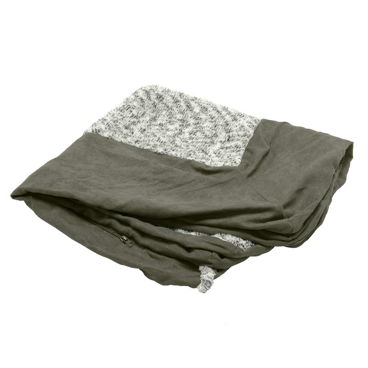 Pat pentru pisici de interior, lavabil, cu role de gât detașabile, pentru animale de companie de până la 4,1 kg – Covoraș de pluș cu imprimeu de diamant – Gri, mărimea S