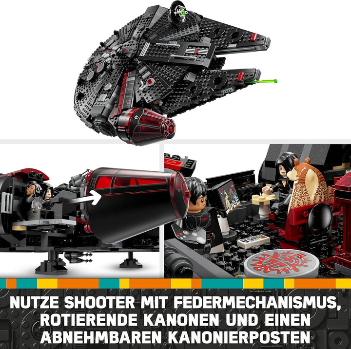 LEGO Star Wars Dark Millennium Falcon, Set navă stelară, Jucărie de construcție pentru copii, Cadou aniversar pentru băieți, fete și fani, Jucărie de aventură 75389