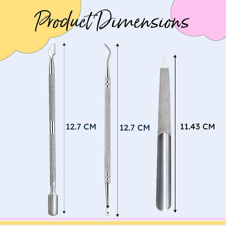 ARMIZ Set de 4 piese pentru împingătorul și cleștele de cuticule, Set profesional de instrumente pentru îndepărtarea cuticulelor, Clește multifuncțional din oțel inoxidabil pentru manichiură și pedichiură