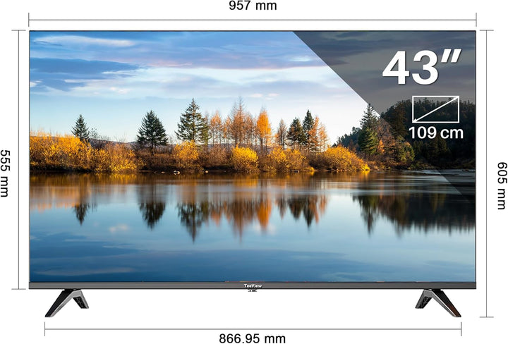 TEEVIEW TV43QUG-EU 43" Google Smart 4K UHD TV, WLAN, Bluetooth, 3X HDMI, Triple Tuner, Sprachsteuerung, Integrierte Streaming-Apps