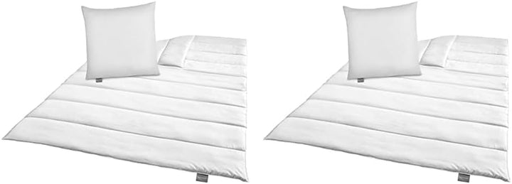 Set de pat Traumnacht Green - Plapumă pentru toate anotimpurile 135X200 Cm + pernă 80X80 Cm, durabil cu husă din microfibră, produs în conformitate cu standardul de calitate german (pachet de 2)