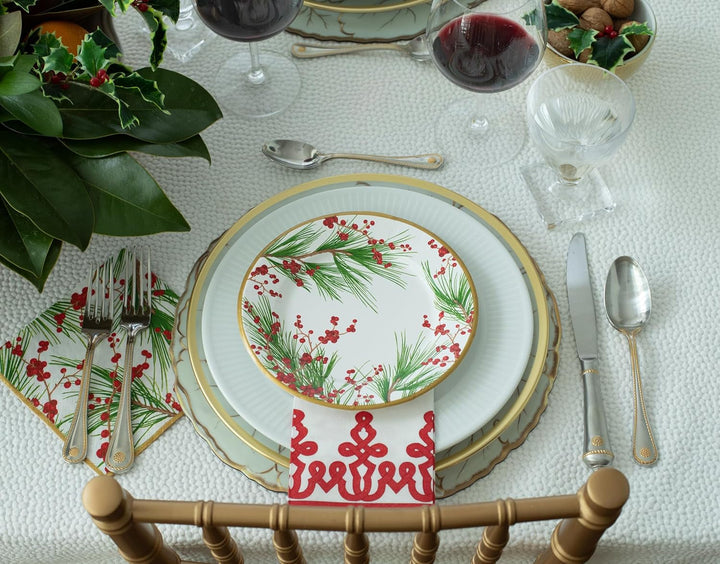 Șervețele de hârtie Dessin Passementerie, lenjerie, roșu, 12 bucăți per pachet