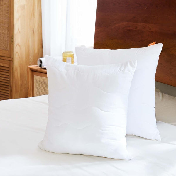 Pernă Sweetnight 40X40 Set de 2, umplutură de pernă din fibre de lemn din poliester, pernă moale și de susținere pentru toate pozițiile de dormit, pernă de dormit respirabilă, lavabilă cu fermoar