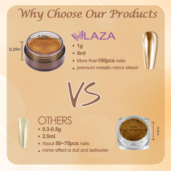 Chrome Nagel Pulver Spiegel Effekt Metallic Staub Holographische Glitter Glasierte Maniküre Dekoration Reflektierendes Pigment Für DIY Gel Polish Nail Art, Harz Handwerk, Geschenke Für Gold