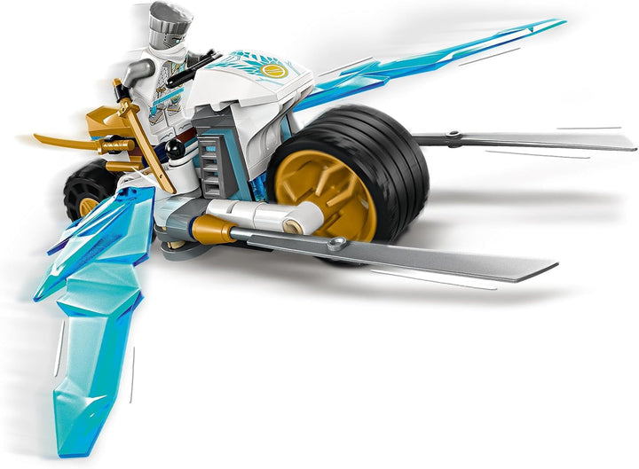 Motocicleta cu înghețată a lui LEGO NINJAGO Zane, set de joacă Ninja cu 1 minifigurină, jucărie de acțiune, vehicul mic construibil pentru copii, cadou pentru băieți și fete de la 7 ani 71816