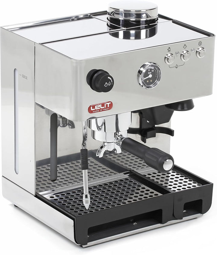 Espressor Lelit Anita - Cu spumator de lapte multidirecțional și râșniță - 2,7 litri - Argintiu