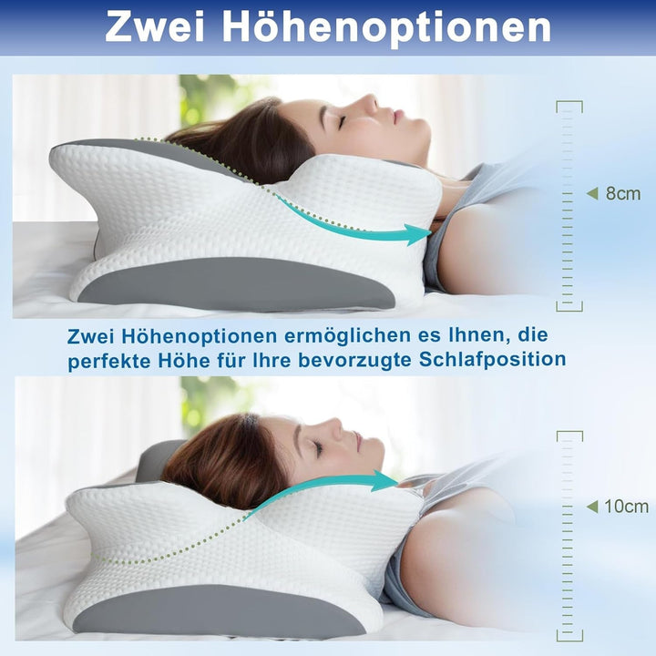 Pernă din spumă de memorie Pernă pentru gât Pernă ortopedică - Design ergonomic Cu formă goală Pentru cei care dorm lateral, pe spate și pe stomac Gri