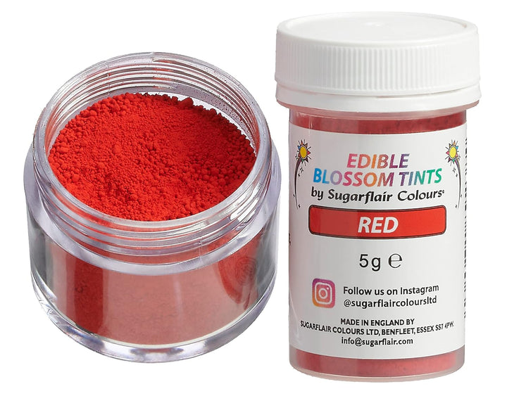 Sugarflair Blossom Tint Dust Lebensmittelfarbe Pulver Red - Lebensmittel Farbe Pulver Für Kuchenoberflächen, Zuckerpaste, Fondant, Zuckerguss, Schokolade, Buttercreme, Macarons Und Mehr - 5G