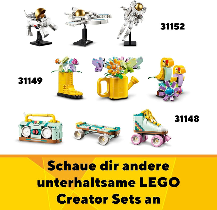 LEGO Creator 3In1 Animal Safari, set creativ cu figurine de animale, 3 opțiuni de construcție: Girafă de jucărie, gazelă și leu, animale de jucărie pentru fete și băieți, cadou natural pentru copii cu vârsta de 9+ 31150