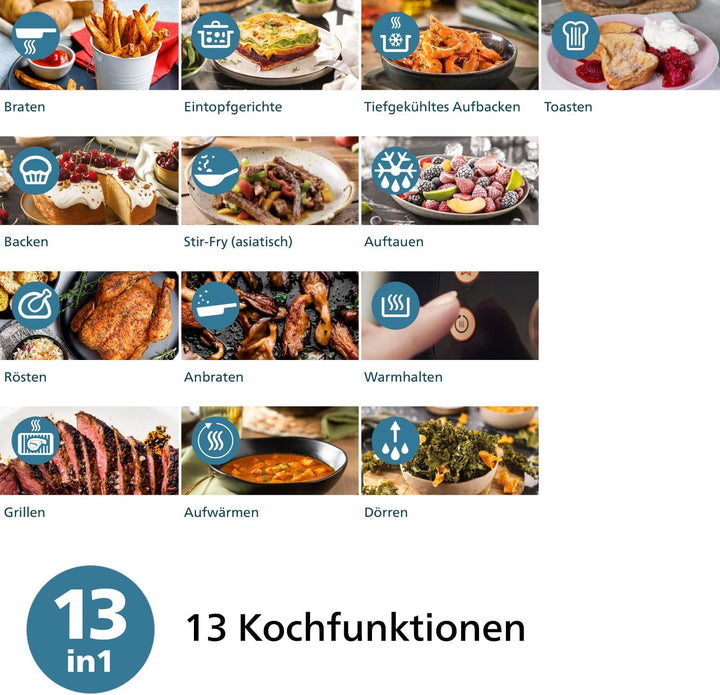 Philips Airfryer 2000-Serie 4,2L - Digitaler Touchscreen, 13 Garoptionen, 9 Voreingestellte Funktionen, Bis Zu 90% Weniger Fett Mit Rapidair Technologie, 1500W Leistung, Schwarz (NA229/00)