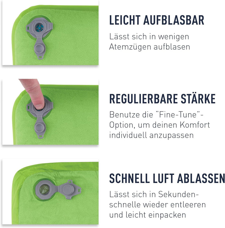 Sea to Summit - Aeros Down Travel Pillow L - Ultralight & Inflabilă - Material 10D - Pernă din puf Premium - Antiderapantă - Pentru drumeții și camping - 42 X 28 X 12 Cm - Gri - 95 G