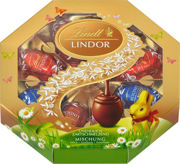 Lindt Schokolade LINDOR Eierkarton | 168 G | 6 X LINDOR Vollmilch Eier 28G Mit Zartschmelzender Füllung Im Eierkarton | Oster Schokolade | Schokoladengeschenk | Ostereier | Schokoeier