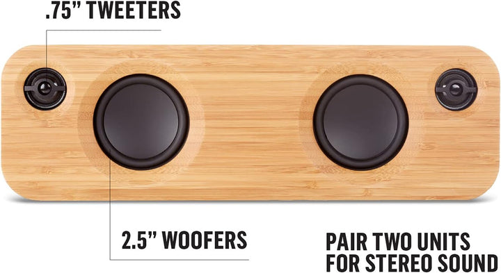House of Marley Get Together Mini - Difuzor Bluetooth portabil, subwoofer de 2,5'' și tweeter de 1'', baterie cu autonomie de 10 ore, aux-in, încărcare USB, difuzor pentru Iphone, Ipad, Samsung Etc - Negru