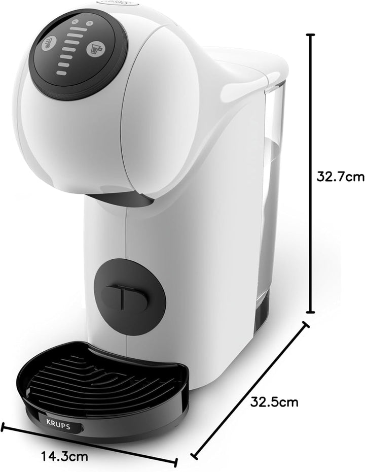 Krups Nescafé Dolce Gusto Genio S Compact, Espressor cu Capsule de Înaltă Presiune XL, cu Frișcă, 30 de Secunde, Oprire Automată, Alb, + 3 Pachete Diferite de Cafea