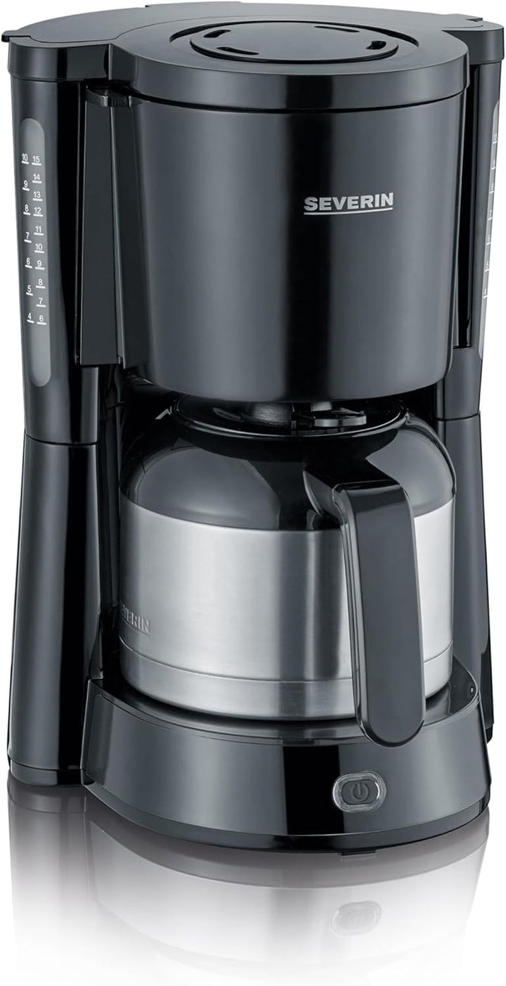 SEVERIN Duo filtru de cafea cu ulcior termo, filtru de cafea pentru până la 16 cești, filtru de cafea atractiv cu 2 ulcioare cu vid, negru, KA 9315