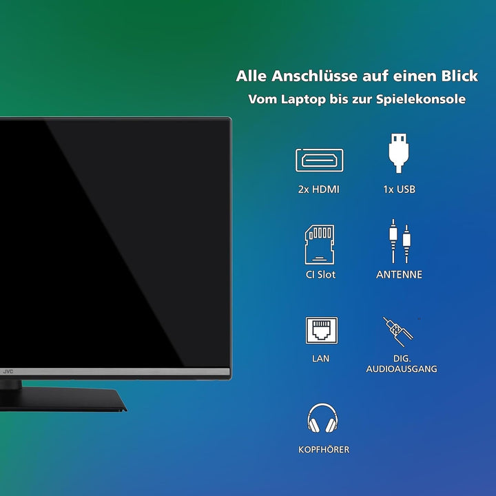 JVC Fernseher 32 Zoll Smart TV VIDAA LT-32VDF5455 Full HD Fernseher, HDR TV Mit Integriertem Triple-Tuner, LED TV Schwarz